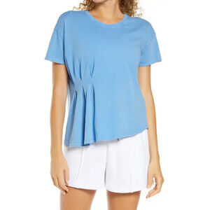 Zella Washed Pleated T-Shirt In Blue Swim Size S